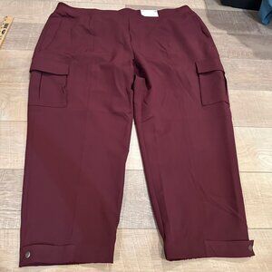 STYLUS WOMENS BURGUNDY RED HIGH RISE JOGGER PANTS NEW 3X